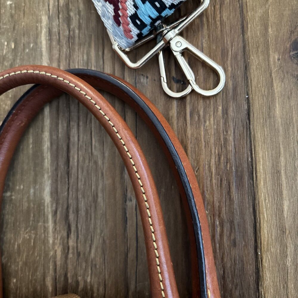 DOONEY & BOURKE Large Blue Nylon Leather Convertible Tote Satchel 90s Retro Y2K - Picture 10 of 13